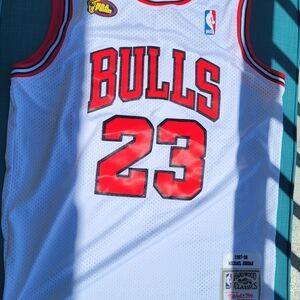 Mitchell & Ness White and Red Bulls Jersey